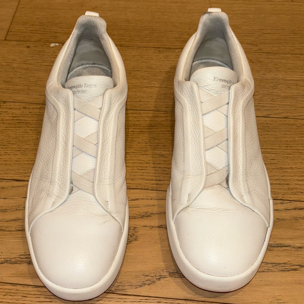 Men’s Triple Stitch all white Zegna shoes